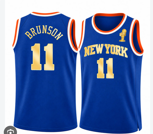 Youth 2026 New York Knicks #11 Brunson Blue Gold Championship Jersey 102301->->Youth Jersey